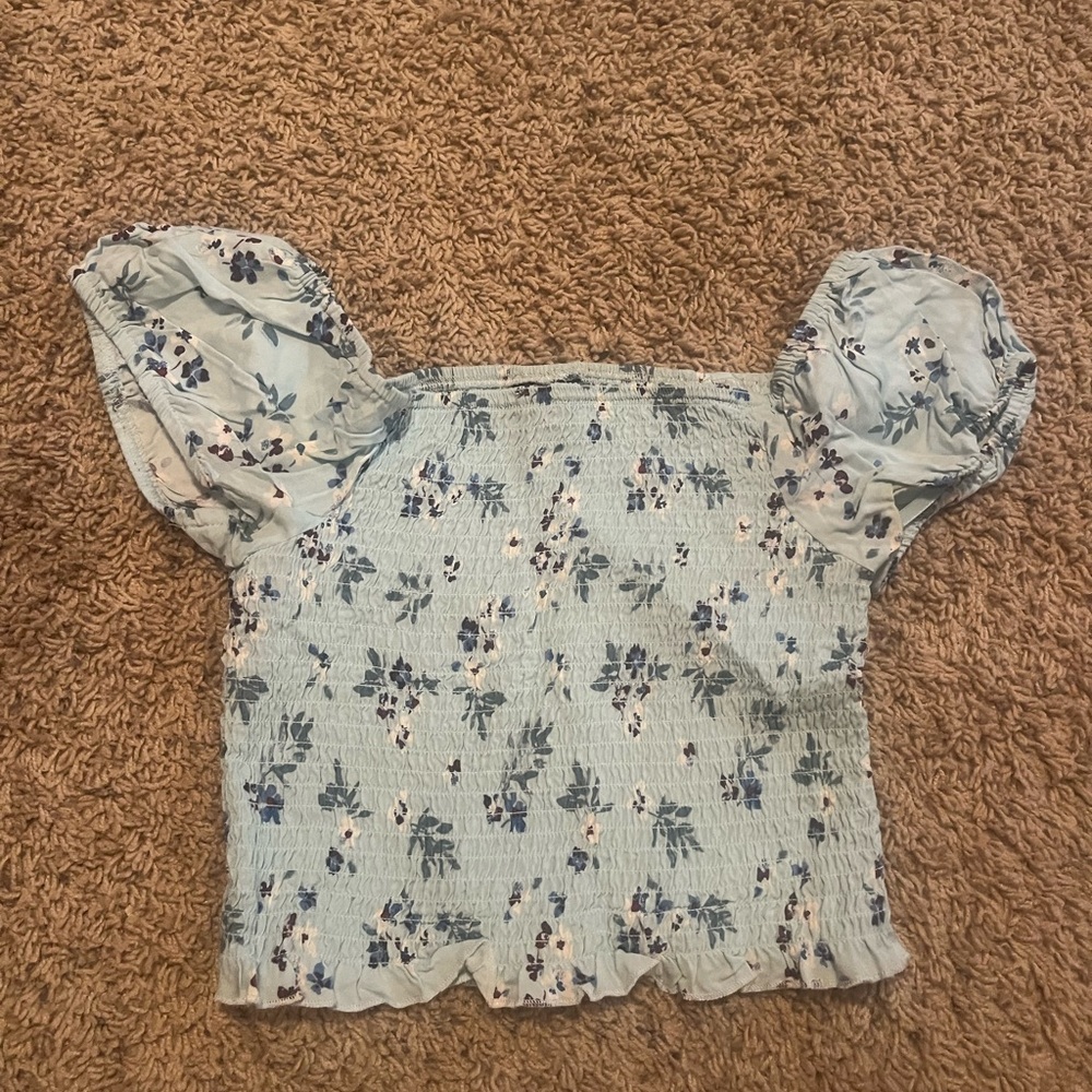 Rue21 Blue Floral Textured Top